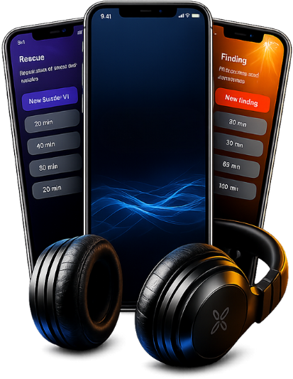 NuCalm app and headphones